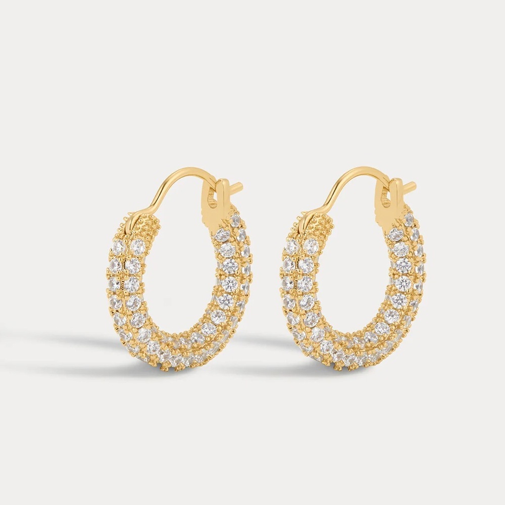 LUV AJ PAVE AMALFI HUGGIES in GOLD NWT